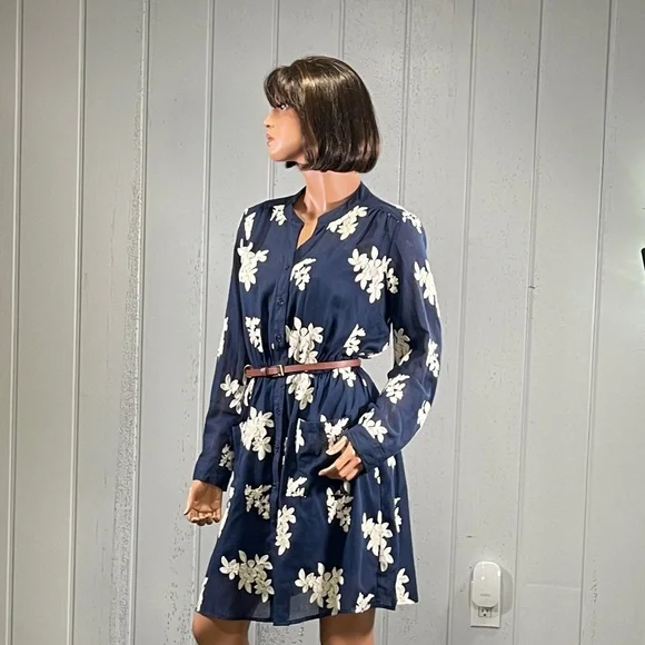 Beige By Eci Dresses | * Beige By Eci Womens Embroidered Floral Shirt Dress Sz 10 | Color: Blue/Cream | Size: 10 | _Naomiboutique's Closet